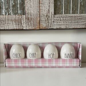 Rae Dunn White Ceramic Egg Set